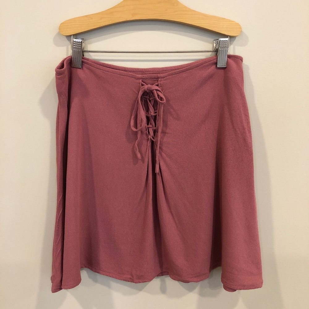 Mauve/ Pink Front Tie Rayon Skirt